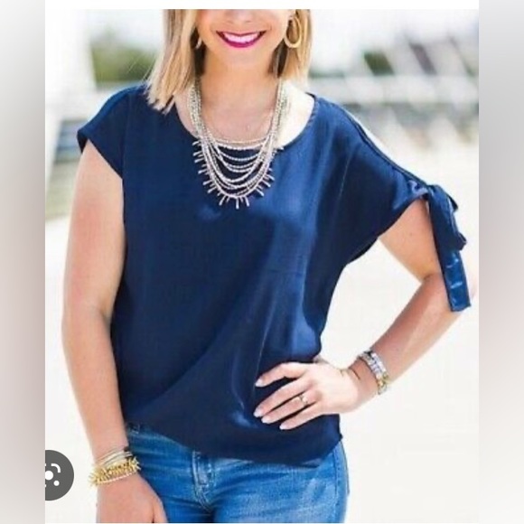 Stella and Dot Sienna tie blue top. Size small. Excellent condition. Like new. - Picture 1 of 9